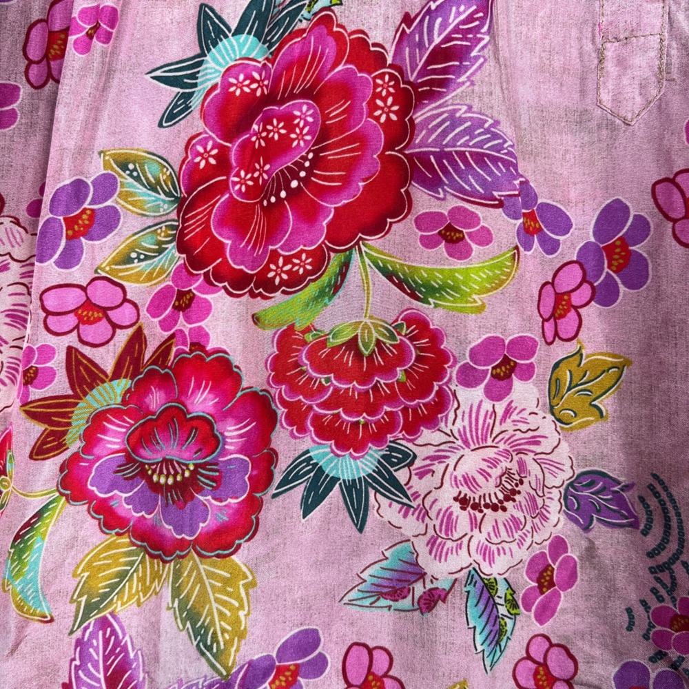 Johnny Was Silk Patchwork Floral Yama Jasmine Tiered Dress Women Large MSRP $248 - Picture 10 of 16